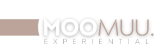 The image is a logo for "Moomuu Photo Experiences." The logo features "Moomuu" in large capital letters with "Photo Experiences" in smaller capital letters underneath. The letters are in a modern, sans-serif font, with teal and white coloring, perfect for